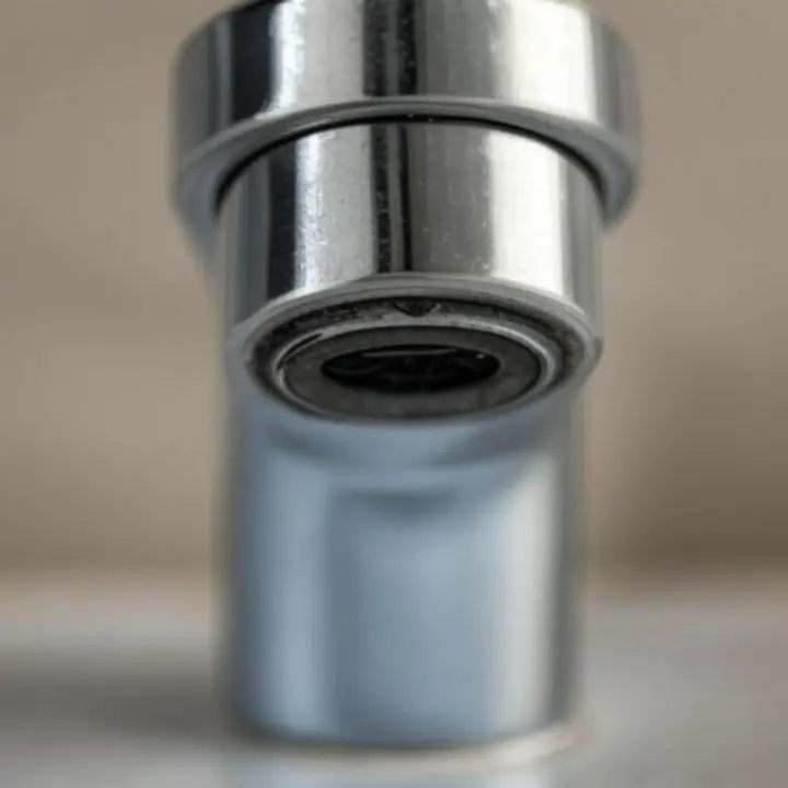 Közeli, részletgazdag felvétel egy prémium csaptelep anyagáról és felületéről